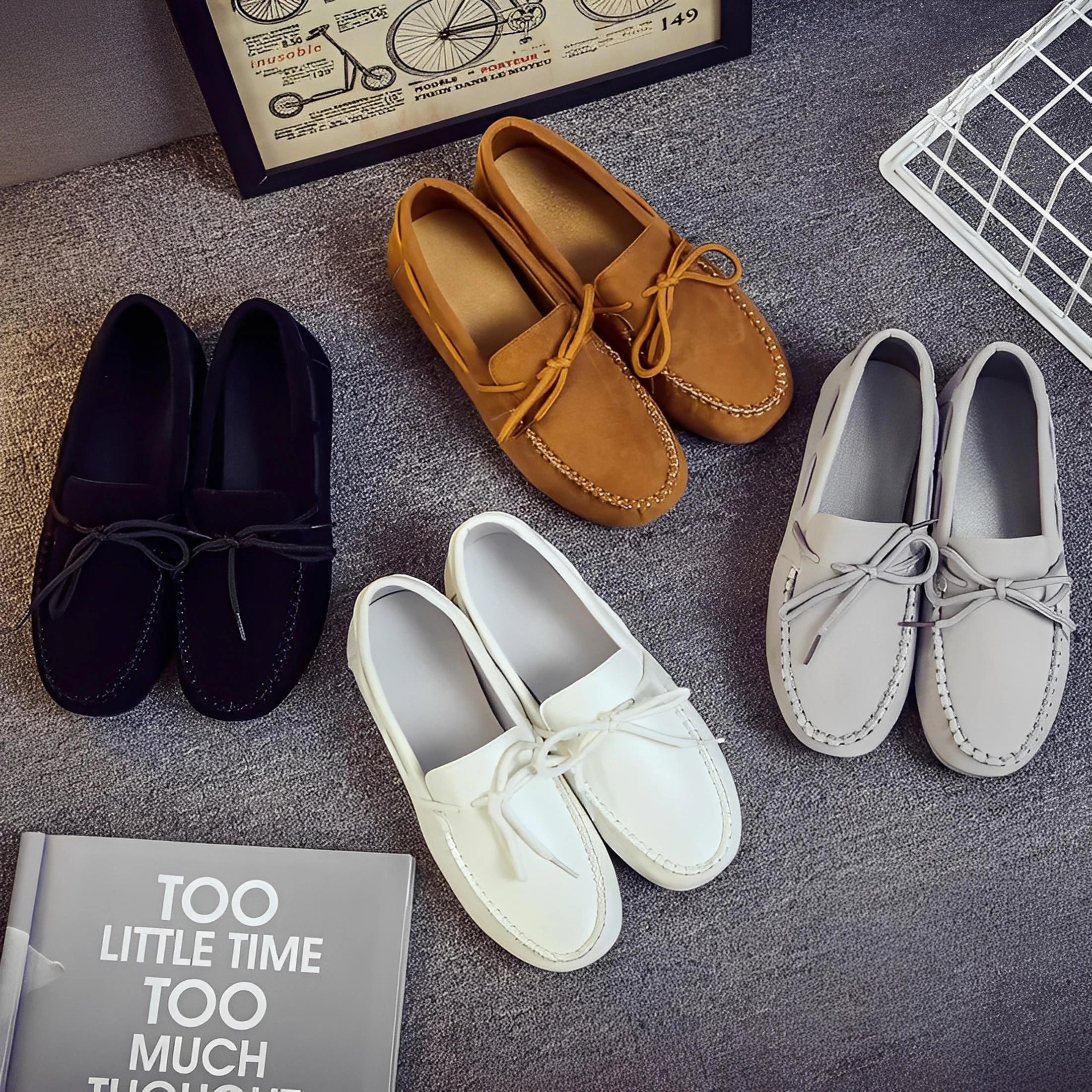 Komfortable flade casual loafers med sløjfe til kvinder.