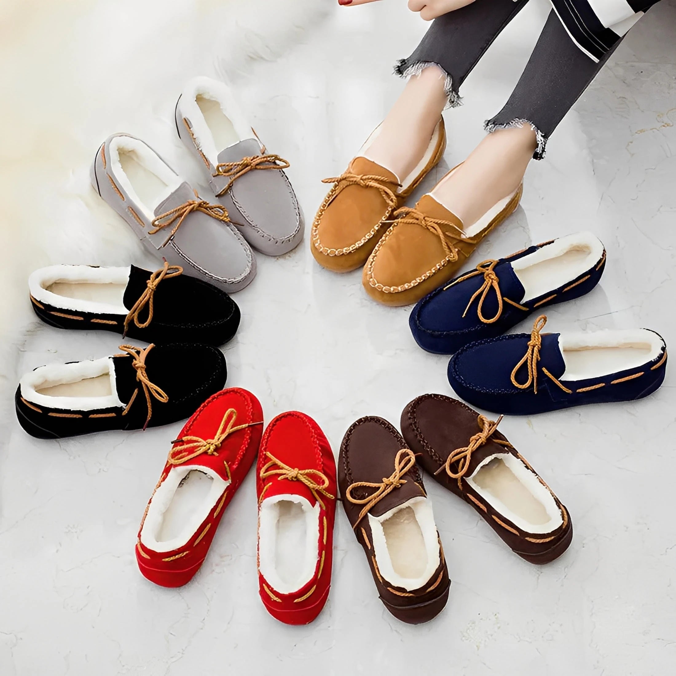 Komfortable flade casual loafers med sløjfe til kvinder.