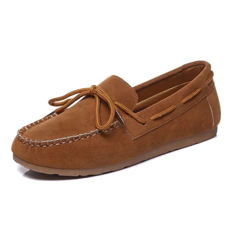 Komfortable flade casual loafers med sløjfe til kvinder.