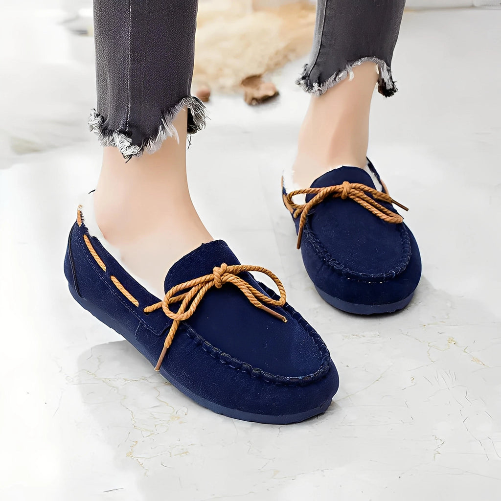Komfortable flade casual loafers med sløjfe til kvinder.