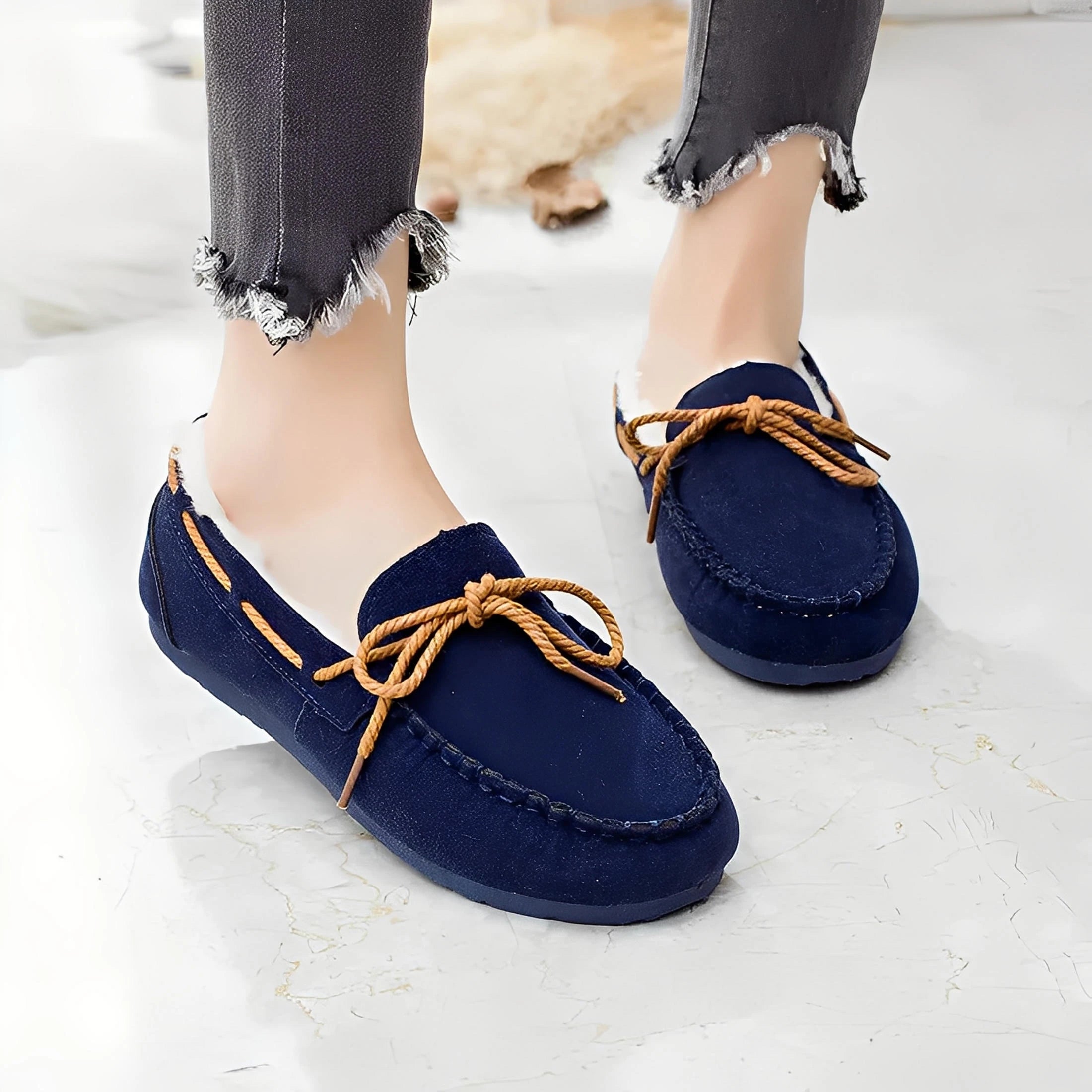 Komfortable flade casual loafers med sløjfe til kvinder.