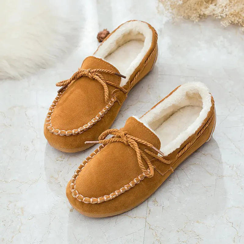 Komfortable flade casual loafers med sløjfe til kvinder.