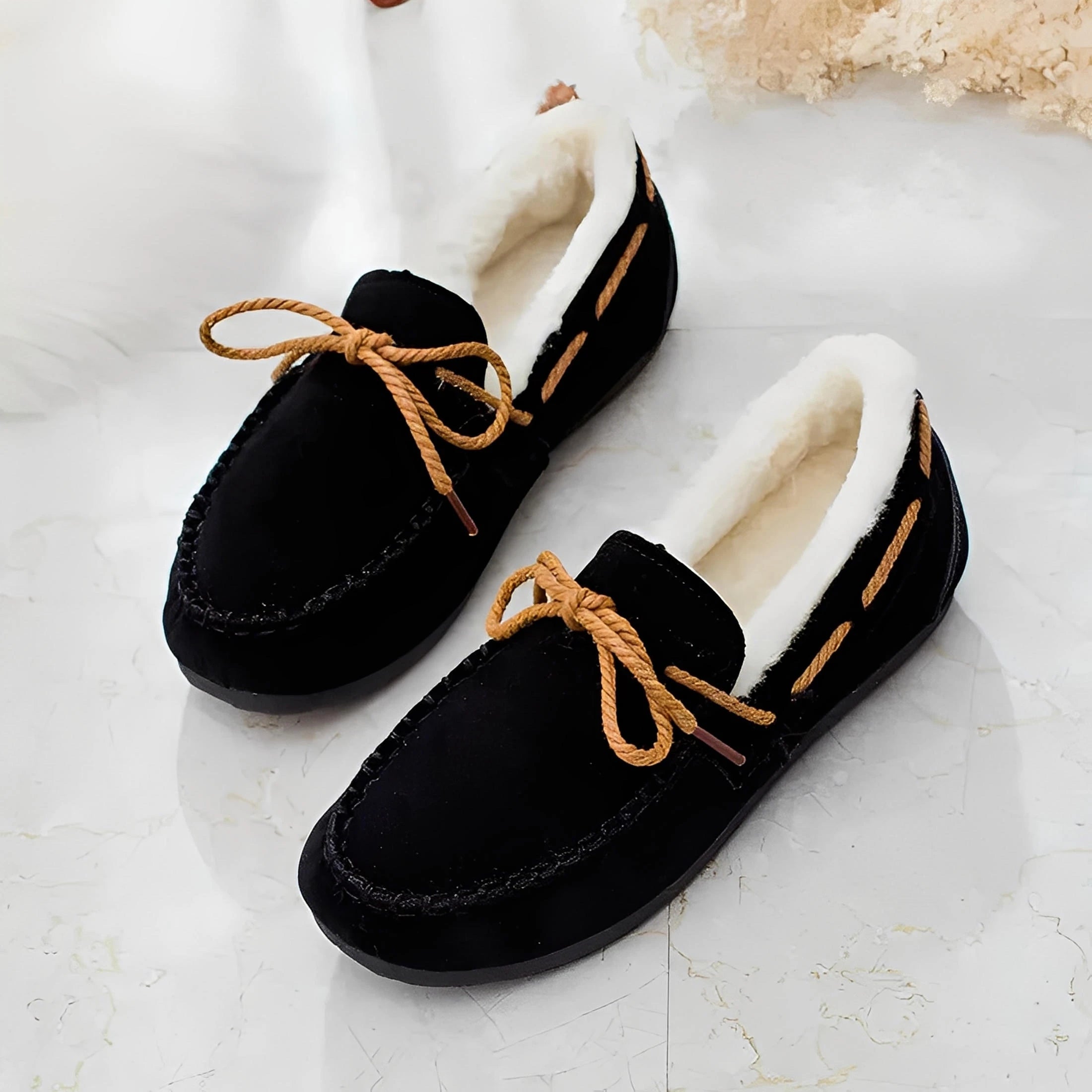 Komfortable flade casual loafers med sløjfe til kvinder.