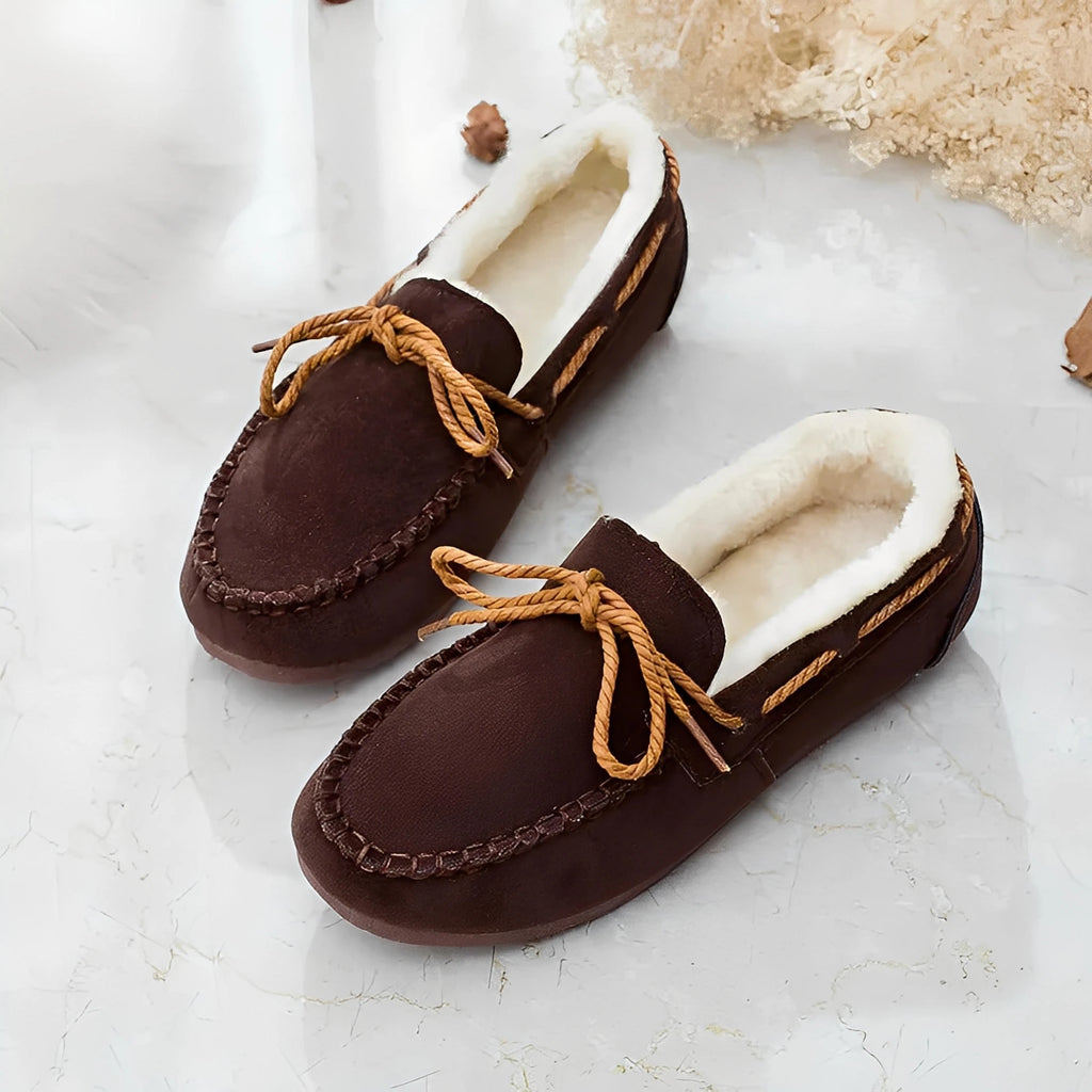 Komfortable flade casual loafers med sløjfe til kvinder.