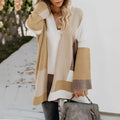 Kvinde plus-size farveblokstrikkede cardigan.