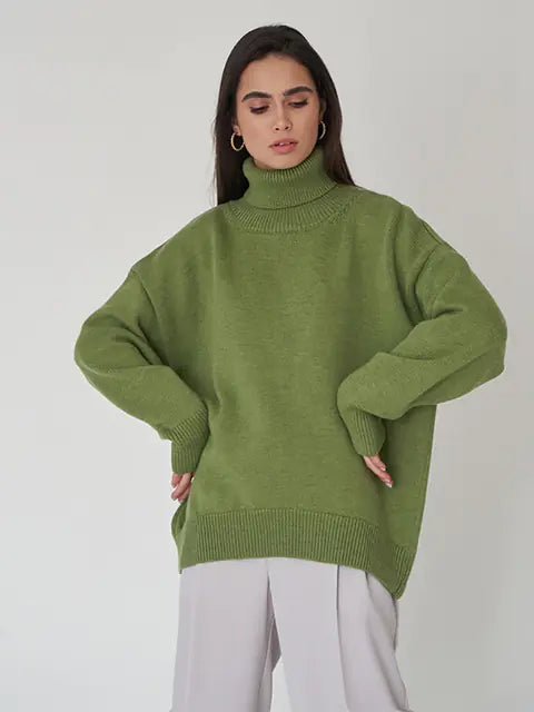 Kvinders Stilfulde Langærmede Striktrøje til Efterår/Vinter - StilNord