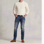 Langærmet striktrøje med rund hals - StilNord