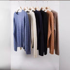 Langærmet striktrøje med rund hals - StilNord