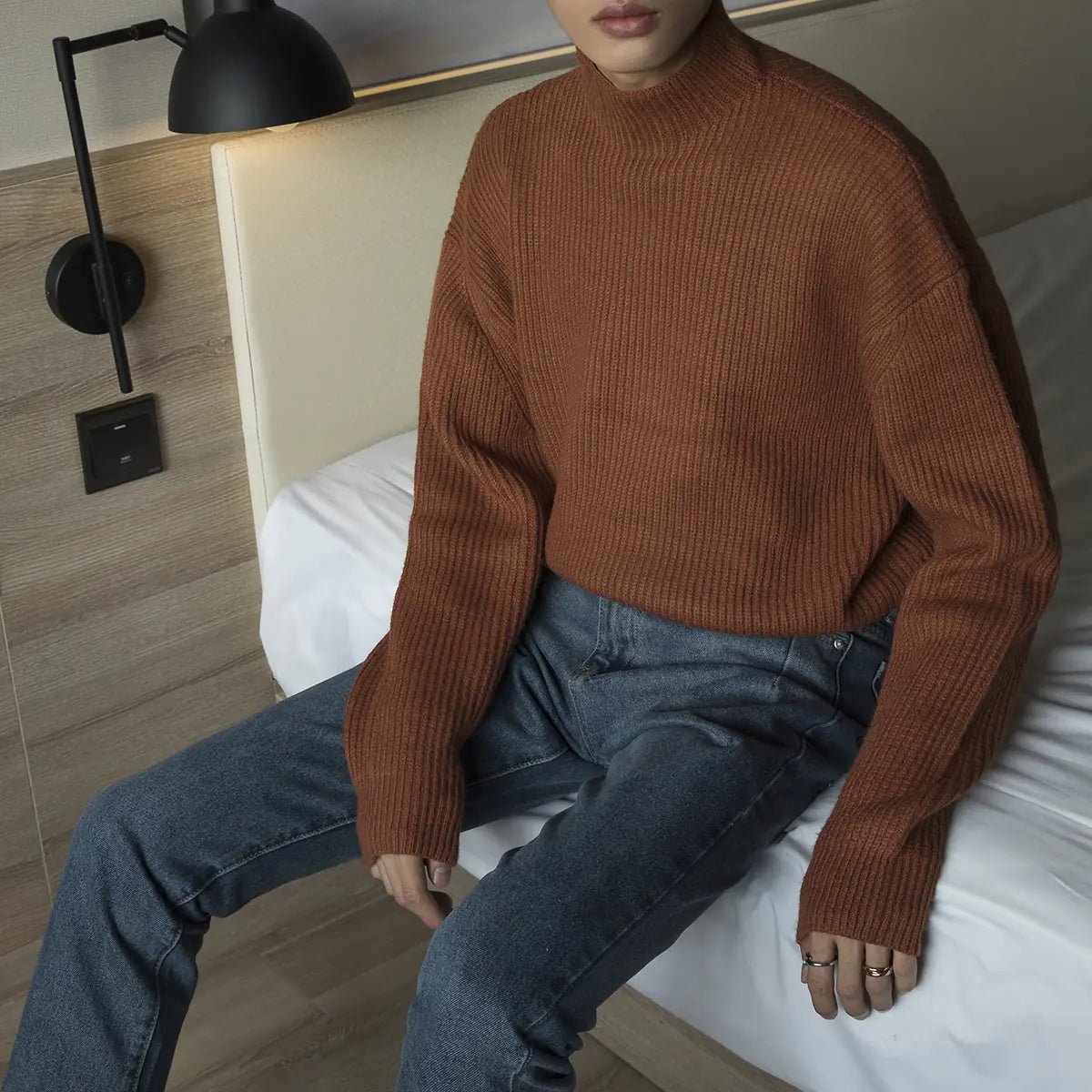 Men's Half Turtleneck Knit Sweater - StilNord