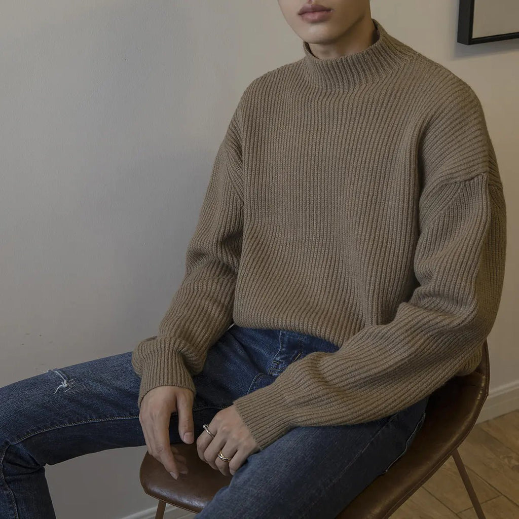 Men's Half Turtleneck Knit Sweater - StilNord