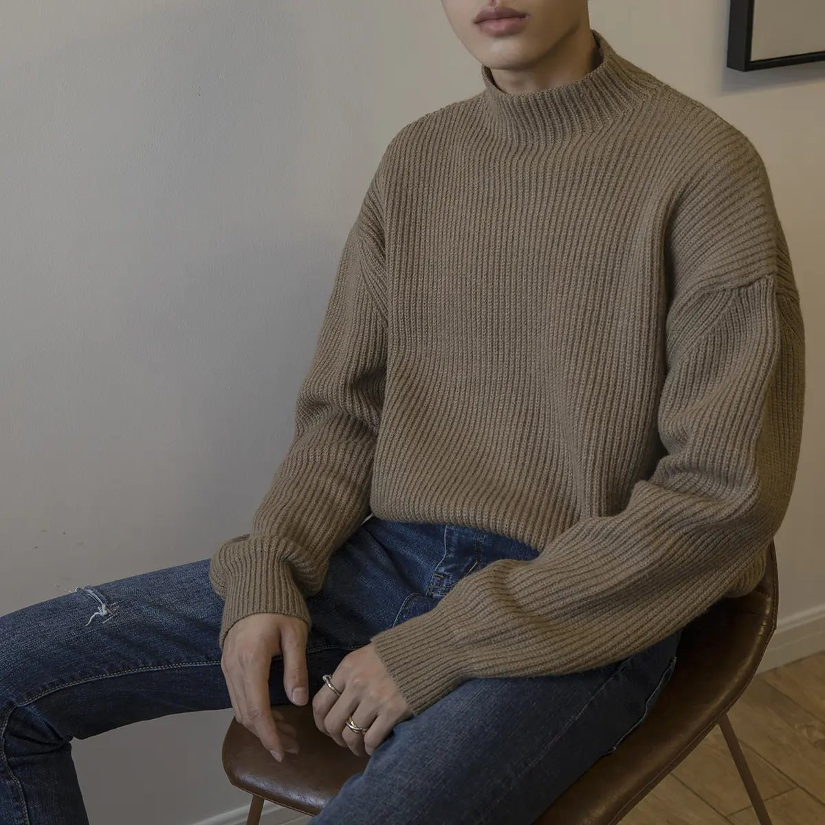 Men's Half Turtleneck Knit Sweater - StilNord