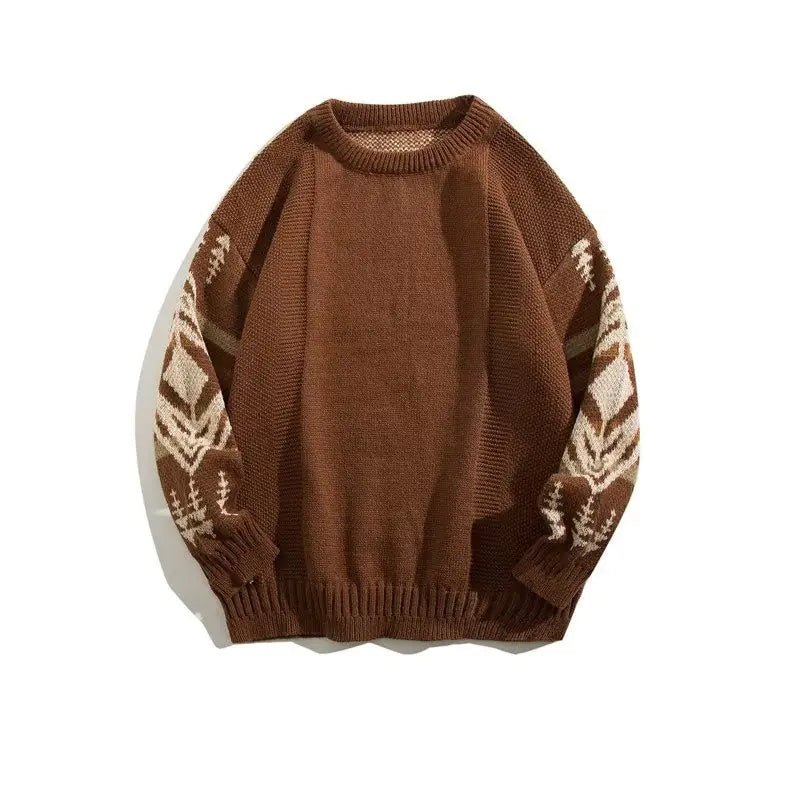 Men's Vintage Ethnic Round Neck Sweater - StilNord