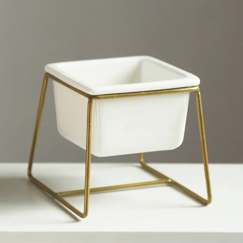 Nordic Style Ceramic Flower Pot with Iron Stand