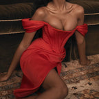 Off - Shoulder Asymmetrical Sexy Split Dress - StilNord