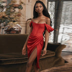 Off - Shoulder Asymmetrical Sexy Split Dress - StilNord