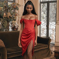 Off - Shoulder Asymmetrical Sexy Split Dress - StilNord