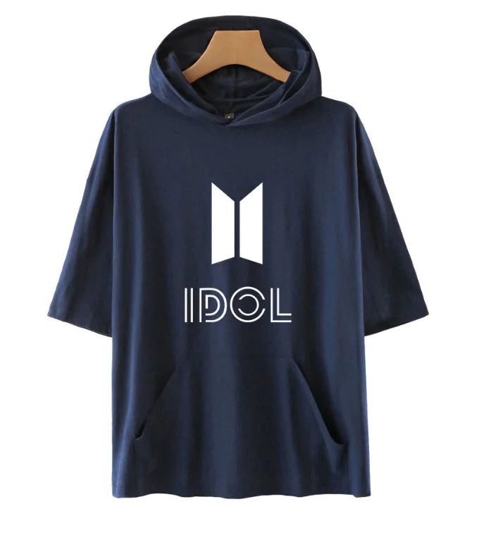Fashionable Hooded Short Sleeve T-Shirt