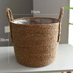 Handwoven Nordic Straw Basket Planter for Home Decor