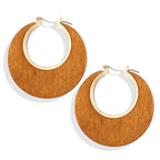 Geometric Round Wooden Color Block Earrings for Women