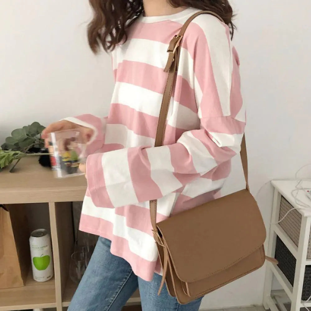 Hip-Hop Style Long Sleeve Striped T-Shirt for Women