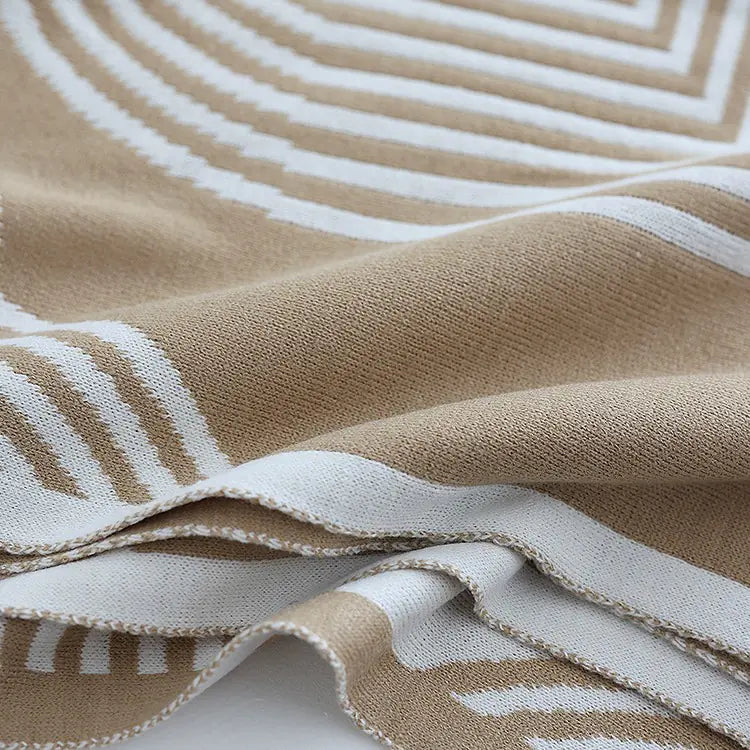 Nordic Geometric Minimalist Knitted Summer Blanket