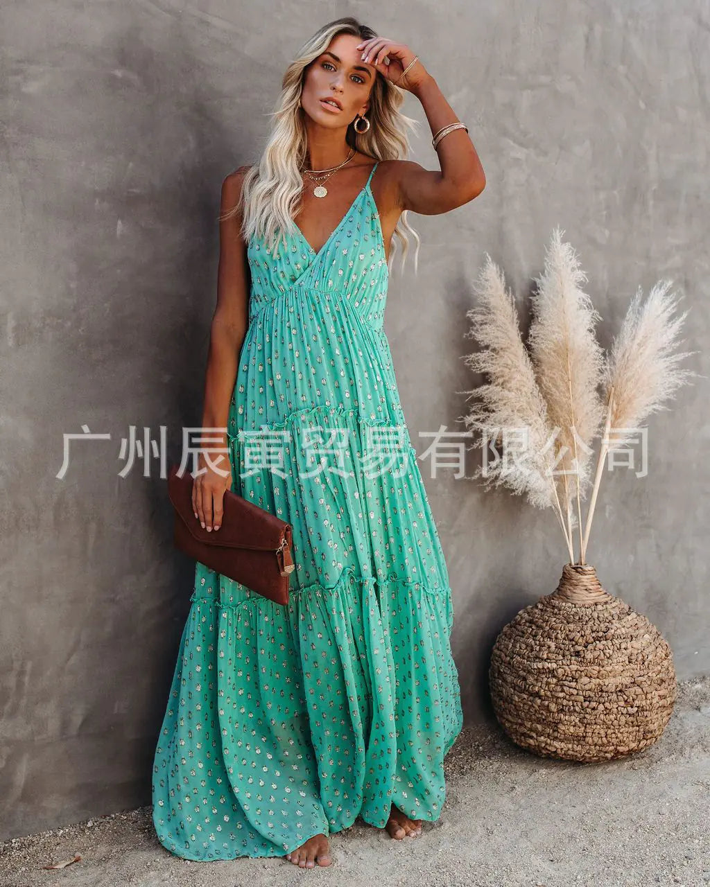 Spring Summer Women's Casual Leopard Print Dress (V-Neck)