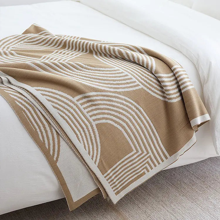 Nordic Geometric Minimalist Knitted Summer Blanket