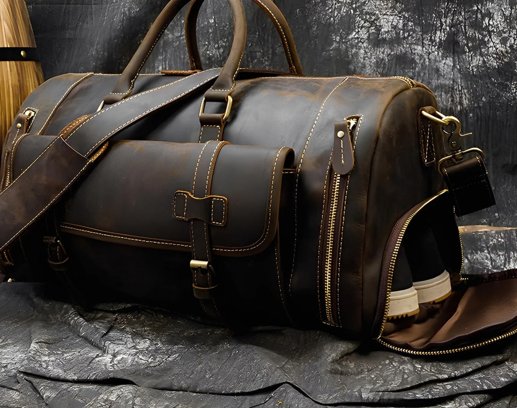 Retro herre-rejsetaske i læder