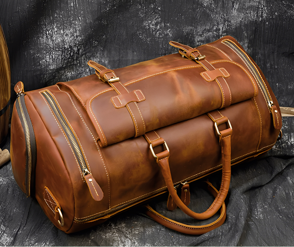 Retro herre-rejsetaske i læder