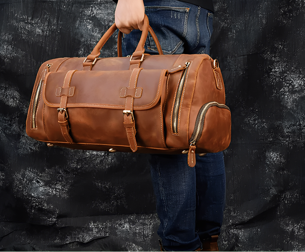 Retro herre-rejsetaske i læder