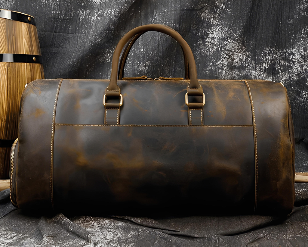 Retro herre-rejsetaske i læder