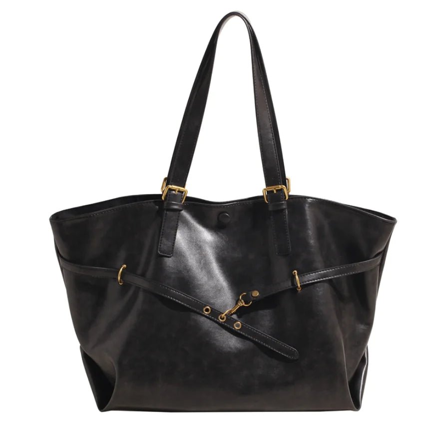 Retro skuldertaske med stor kapacitet i PU - læder - StilNord