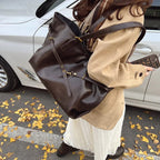 Retro skuldertaske med stor kapacitet i PU - læder - StilNord