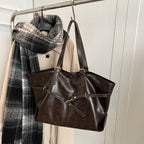 Retro skuldertaske med stor kapacitet i PU - læder - StilNord