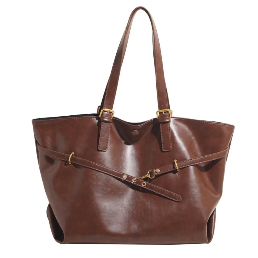 Retro skuldertaske med stor kapacitet i PU - læder - StilNord