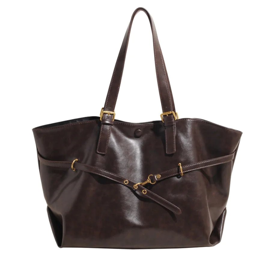 Retro skuldertaske med stor kapacitet i PU - læder - StilNord