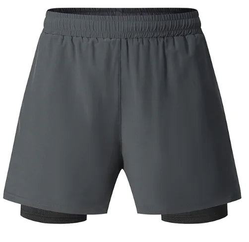 Herre-løbeshorts i to-i-én med hurtigtørrende materiale