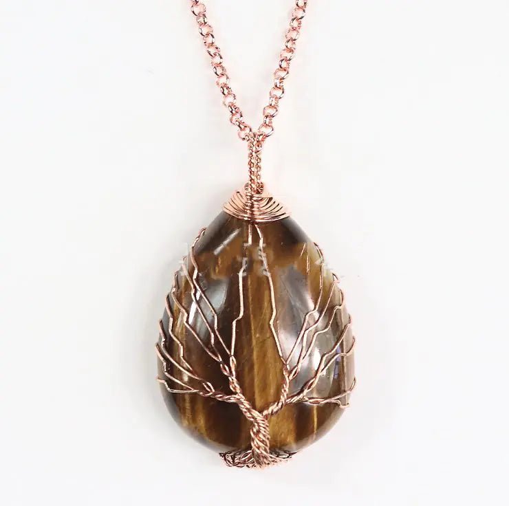 Rose Gold Wire - Wrapped Waterdrop Necklace with Pendant - StilNord