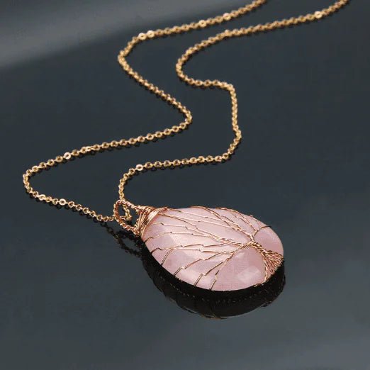 Rose Gold Wire - Wrapped Waterdrop Necklace with Pendant - StilNord