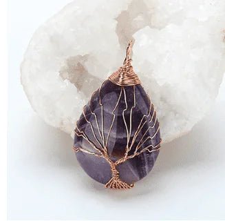 Rose Gold Wire - Wrapped Waterdrop Necklace with Pendant - StilNord