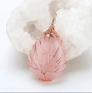 Rose Gold Wire - Wrapped Waterdrop Necklace with Pendant - StilNord