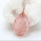Rose Gold Wire - Wrapped Waterdrop Necklace with Pendant - StilNord