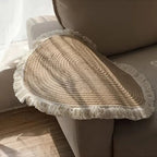 Round Cotton Mat with Braided Tassels for Home Decor - StilNord