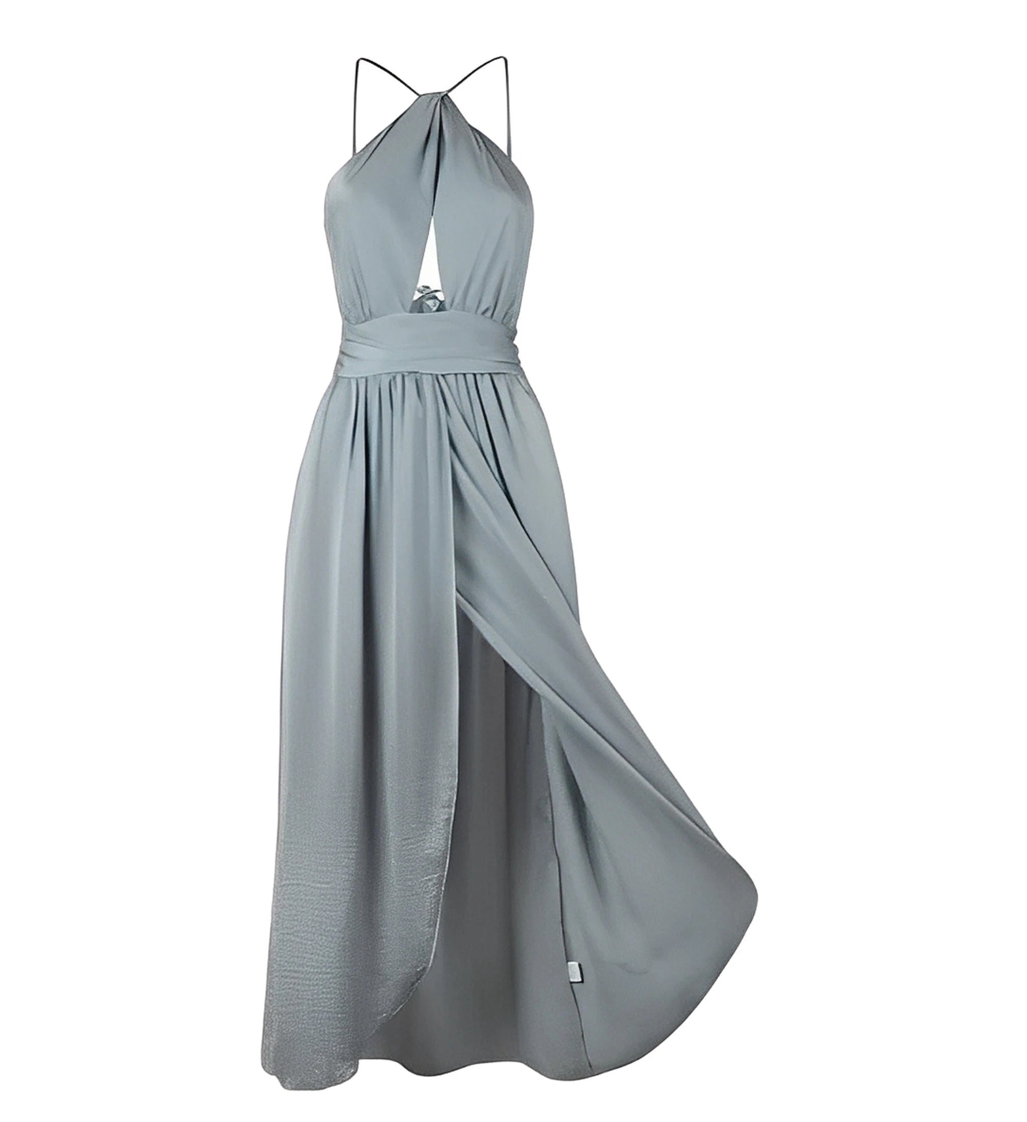 Rygfri Halter Hals Maxi Kjole med Slids