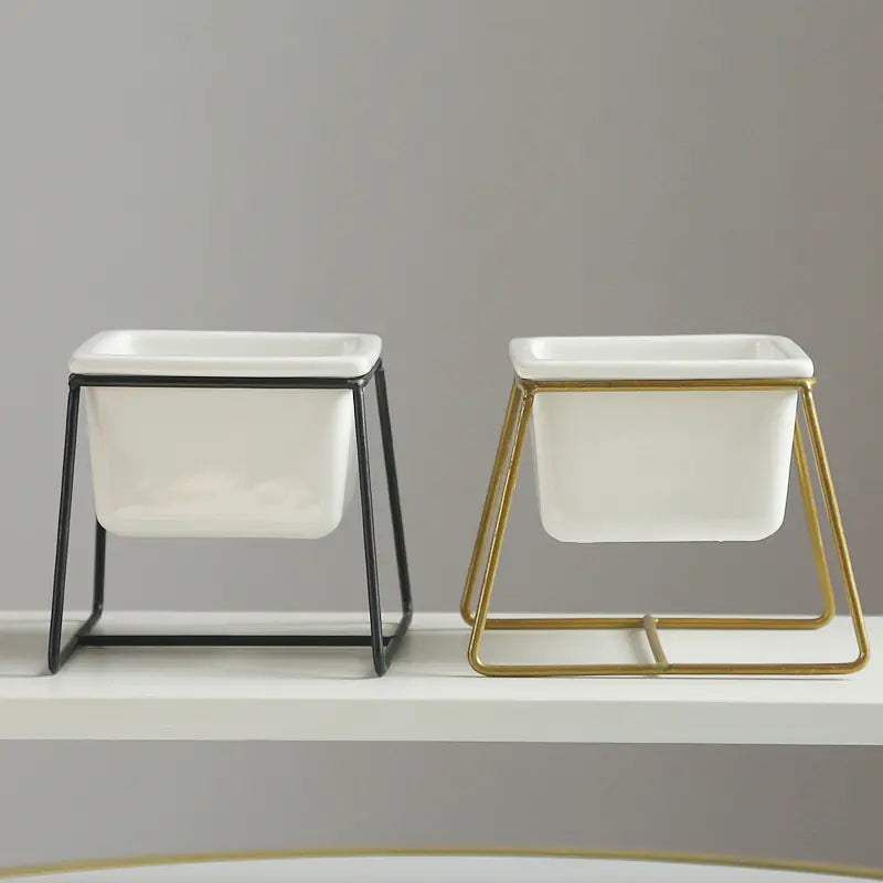 Nordic Style Ceramic Flower Pot with Iron Stand