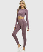 Seamless Sports Long Sleeve Yoga Set with Leggings - StilNord
