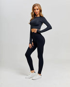 Seamless Sports Long Sleeve Yoga Set with Leggings - StilNord