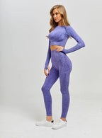 Seamless Sports Long Sleeve Yoga Set with Leggings - StilNord