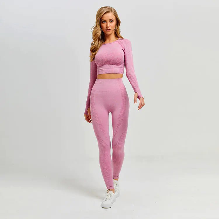 Seamless Sports Long Sleeve Yoga Set with Leggings - StilNord