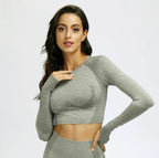 Seamless Sports Long Sleeve Yoga Set with Leggings - StilNord